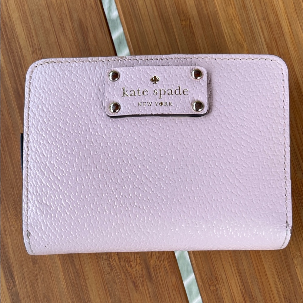 kate spade light pink leather zip wallet